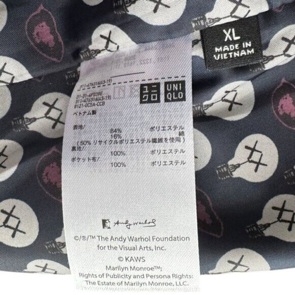 Uniqlo Kaws Andy Warhol Unisex UT Coach Jacket Lined Button Up Navy Blue XL - Picture 9 of 10